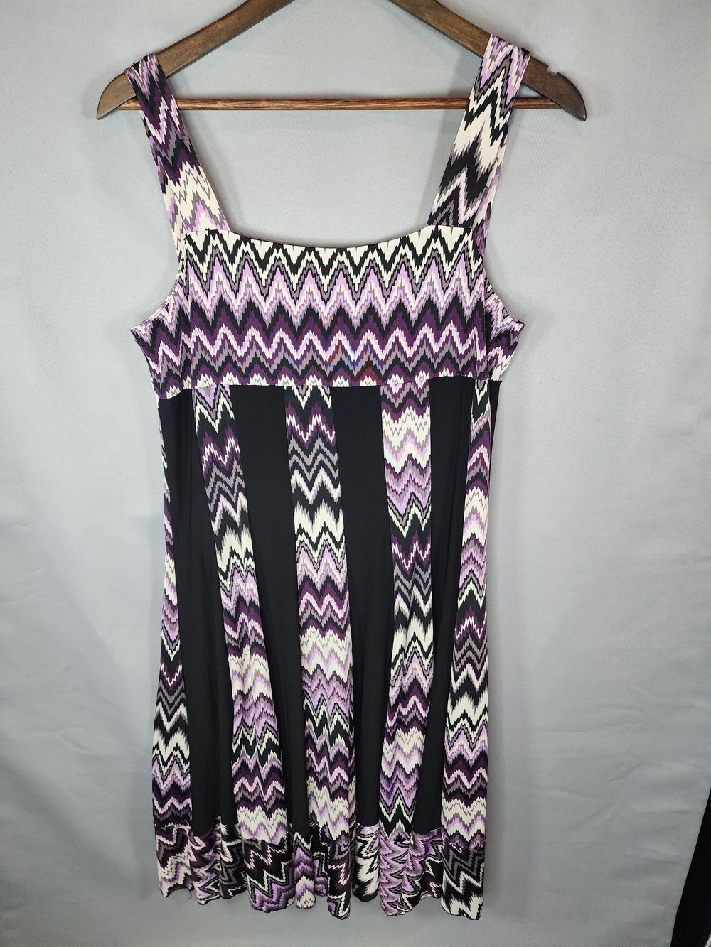 Avital Purple Black White Chevron Midi Dress